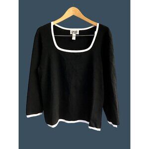 CHICO'S- WOMENS BLACK PULLOVER LONG SLEEVE SHIRT SIZE SMALL